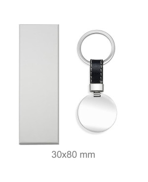 Llavero de Acero y Piel Negra