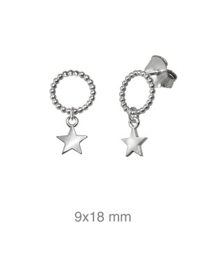 Pendientes con Aro y Estrella de Plata Ley