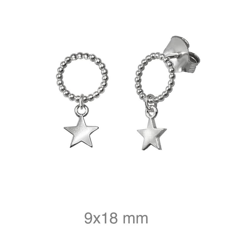 Pendientes con Aro y Estrella de Plata Ley
