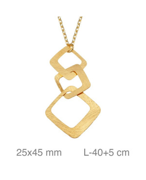 Collar con Colgante Geométrico de  Plata Ley Bañada en Oro