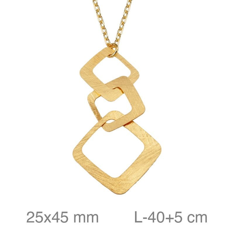 Collar con Colgante Geométrico de  Plata Ley Bañada en Oro