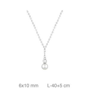 Collar con Circonita y Perla de Plata Ley