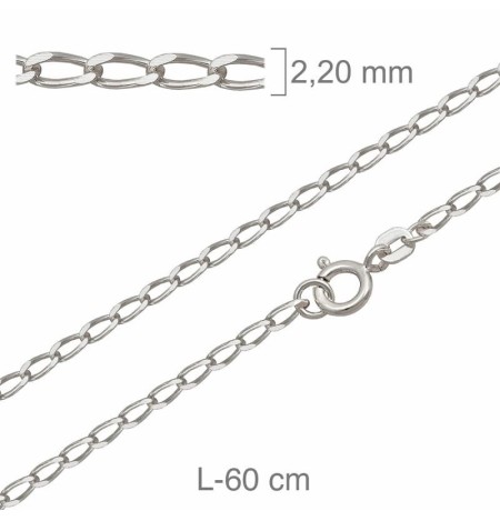 Cadena Bilbao de 60 cm en Plata Ley con Protección