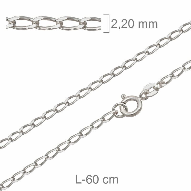 Cadena Bilbao de 60 cm en Plata Ley con Protección