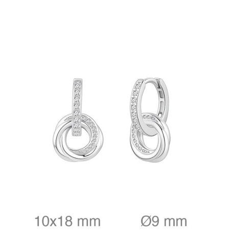 Pendientes Doble Aro con Circonitas Plata Ley