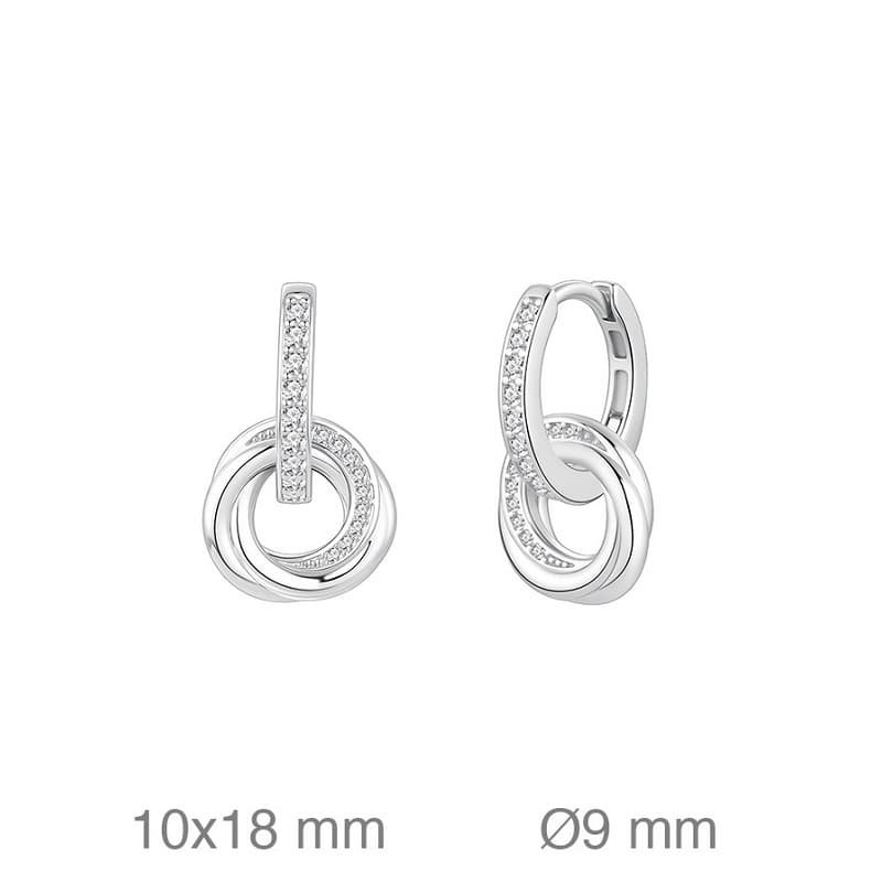 Pendientes Doble Aro con Circonitas Plata Ley