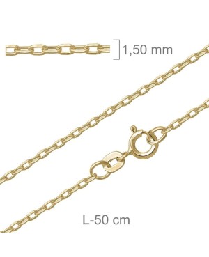 Cadena Forzada Lapidada 50cm de Plata Ley con Baño de Oro