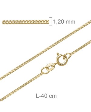 Cadena Barbada Lapidada 40cm de Plata Ley con Baño de Oro