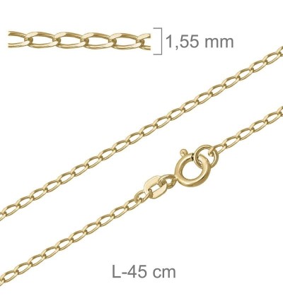 Cadena Bilbao 40cm de Plata Ley con Baño de Oro