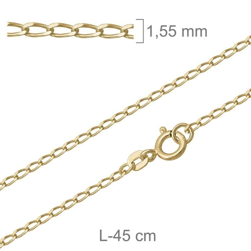 Cadena Bilbao 40cm de Plata Ley con Baño de Oro