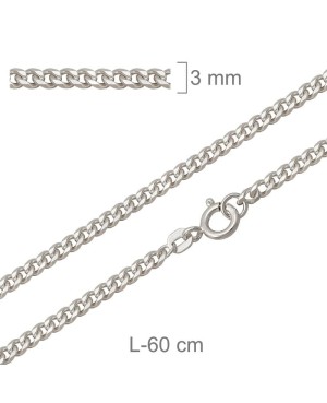 Cadena Barbada Lapidada de 560cm en Plata Ley con protección