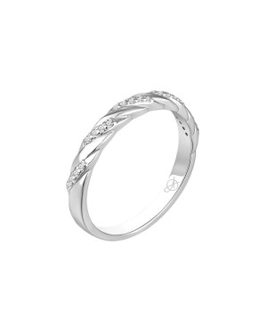 Anillo Cros con Circonitas 5A talla Brillante de Plata