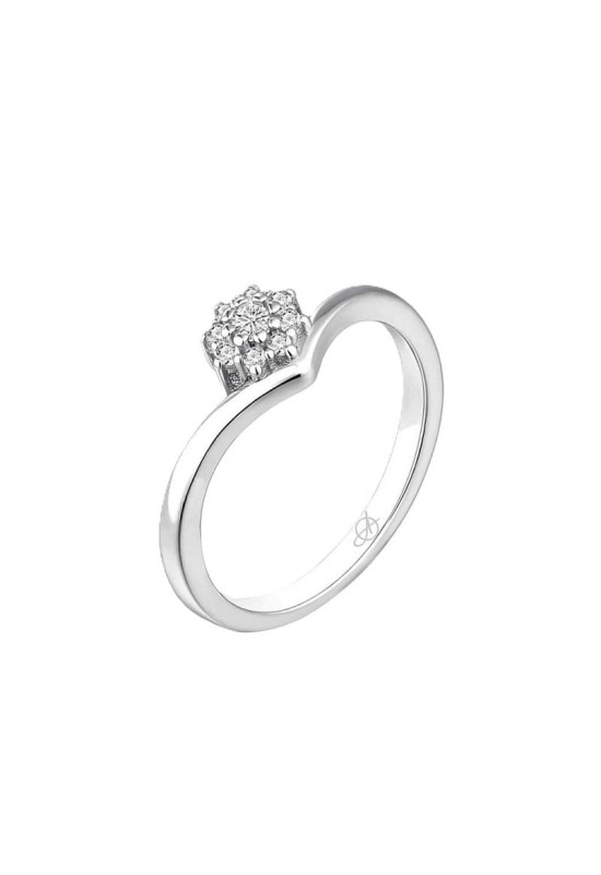 Anillo Rosetón con Circonitas 5A talla Brillante de Plata