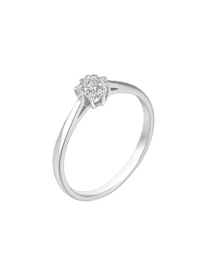 Anillo Rosetón con Circonitas 5A talla Brillante de Plata Ley