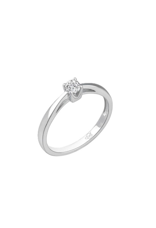 Solitario con Circonita 5A talla Brillante de Plata Ley