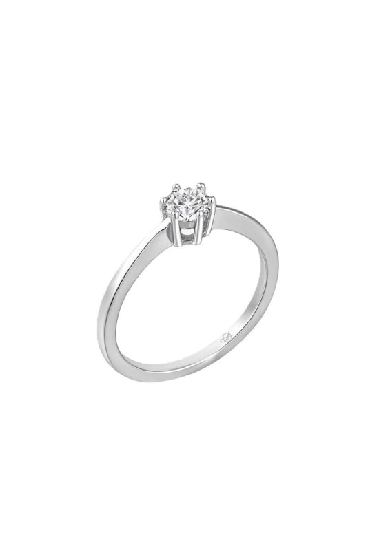 Solitario con Circonita 5A talla Brillante de Plata Ley