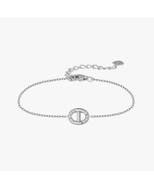 Pulsera Oval Combo con Circonita 5A talla Brillante de Plata Ley
