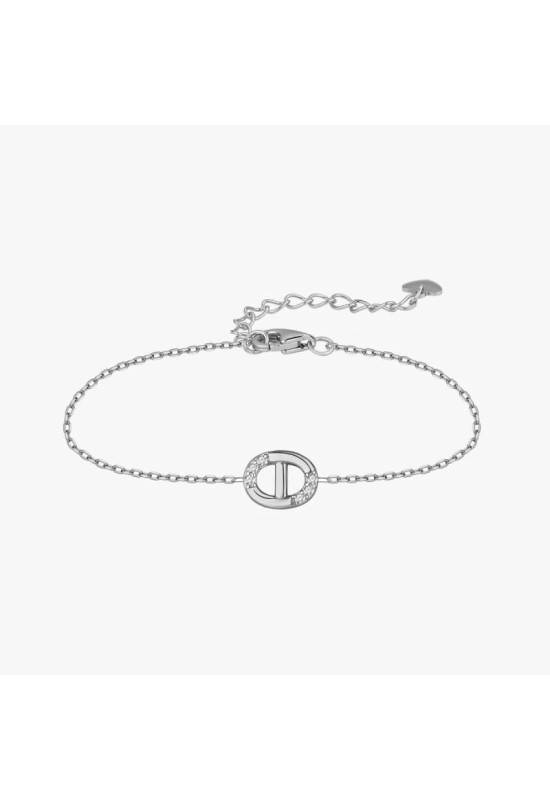 Pulsera Oval Combo con Circonita 5A talla Brillante de Plata Ley