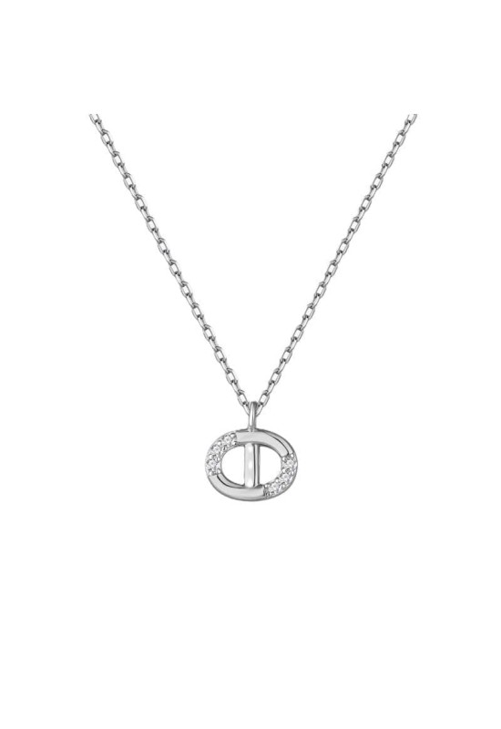 Collar Oval Combo con Circonita 5A talla Brillante de Plata Ley