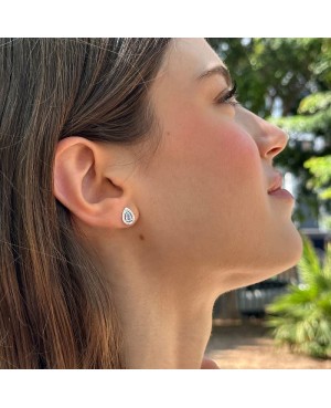 Pendientes Gota Aguamarina con Circonitas 5A de Plata Ley