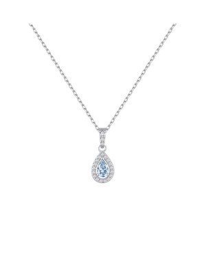 Collar Gota Aguamarina con Circonitas 5A de Plata Ley