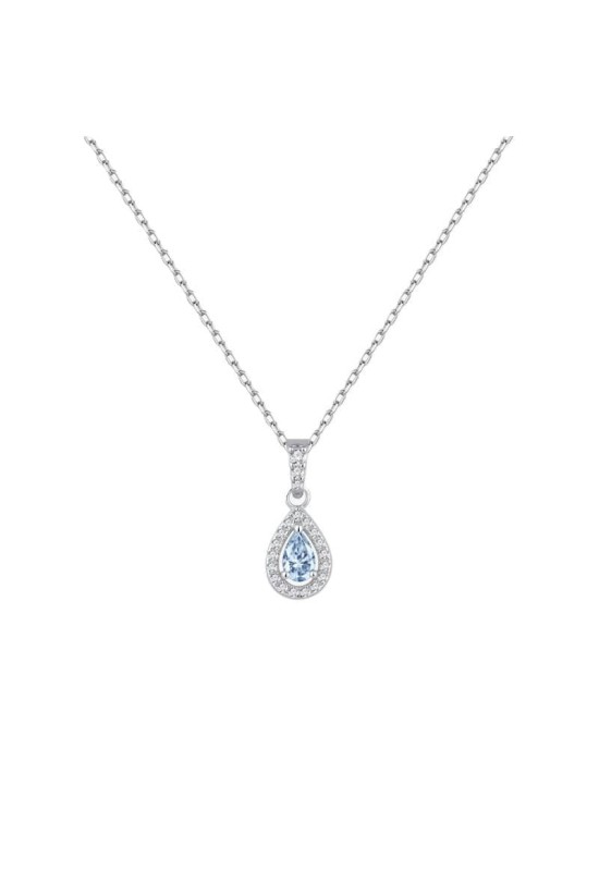 Collar Gota Aguamarina con Circonitas 5A de Plata Ley