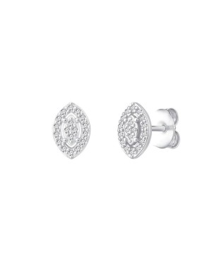 Pendientes Navet con Circonitas 5A Talla Brillante de Plata Ley