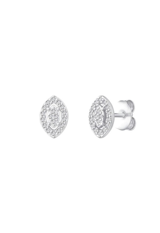 Pendientes Navet con Circonitas 5A Talla Brillante de Plata Ley