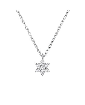 Collar Flor con Circonitas 5A Talla Brillante de Plata Ley