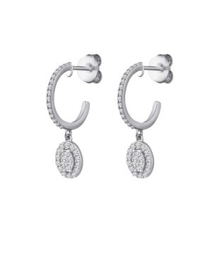 Pendientes Ovalo con Circonitas 5A talla Brillante de Plata Ley
