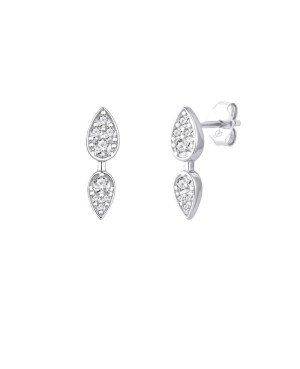 Pendientes Twin con Circonitas 5A Talla Brillante de Plata Ley