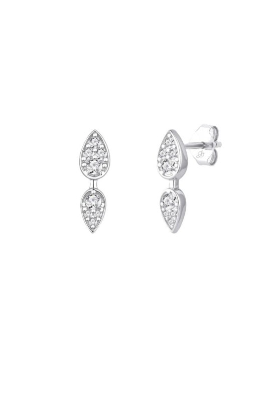 Pendientes Twin con Circonitas 5A Talla Brillante de Plata Ley