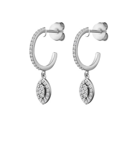 Pendientes Navette con Circonitas 5A talla Brillante de Plata Ley