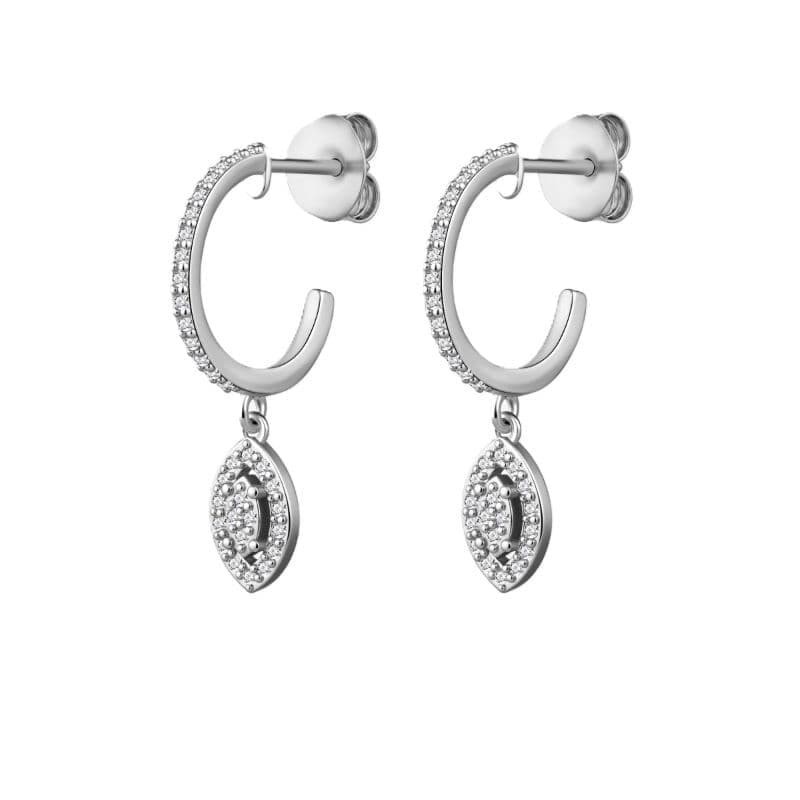 Pendientes Navette con Circonitas 5A talla Brillante de Plata Ley