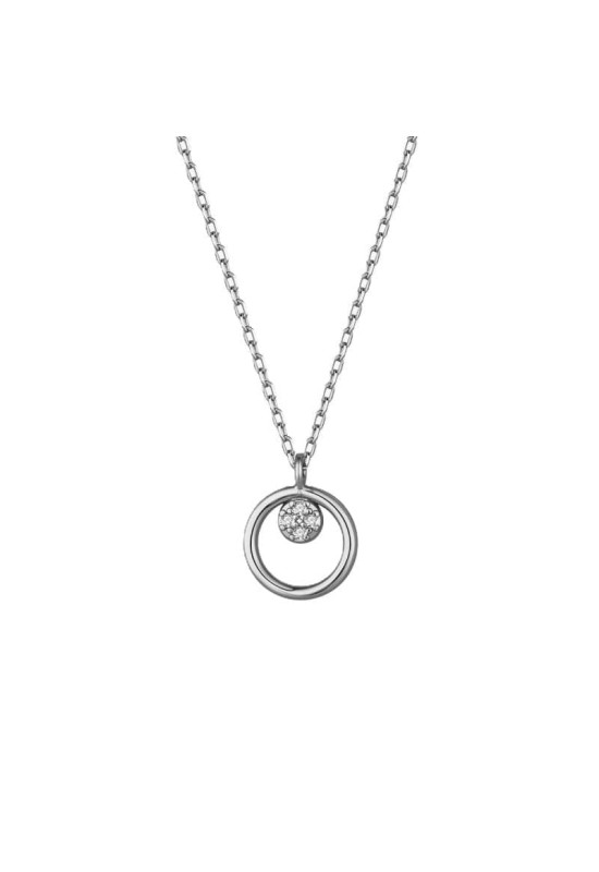 Collar Circulo con Circonitas 5A Talla Brillante de Plata Ley