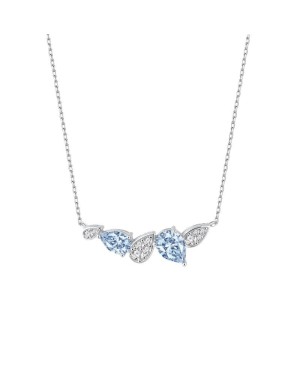 Collar Gota Aguamarina con Circonitas 5A Talla Brillante de Plata Ley