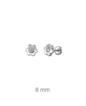 Pendientes Flor de Rosca con Circonitas en Plata Ley