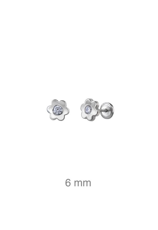 Pendientes Flor de Rosca con Circonitas en Plata Ley