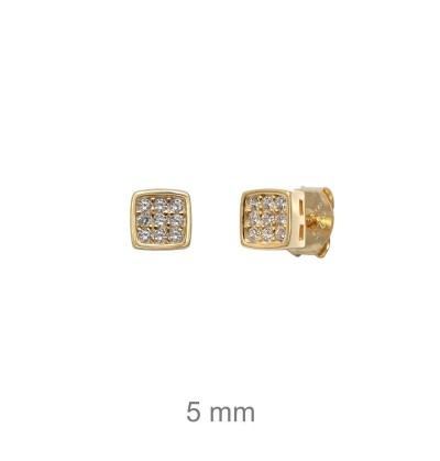 Pendientes con Circonitas en Plata Ley  Bañada en Oro