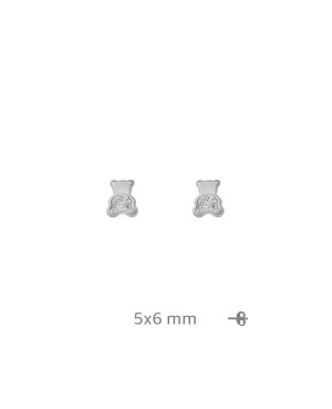 Pendientes Oso con Circonitas en Plata Ley