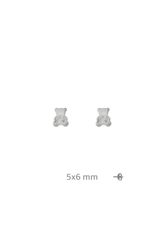Pendientes Oso con Circonitas en Plata Ley