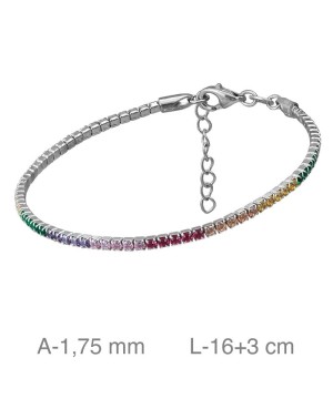 Pulsera Riviere con Circonitas Multicolores en Plata Ley