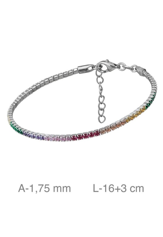 Pulsera Riviere con Circonitas Multicolores en Plata Ley