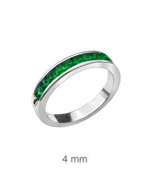 Anillo con Circonitas color Esmeralda en Plata Ley