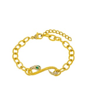 Pulsera Marea de Acero C03103/AB Serpiente y Circonitas Bañada en Oro