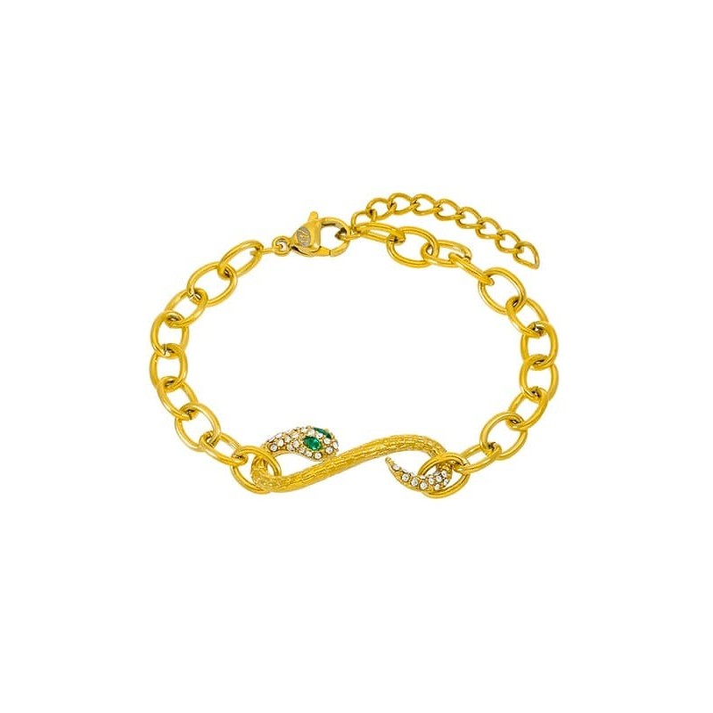 Pulsera Marea de Acero C03103/AB Serpiente y Circonitas Bañada en Oro