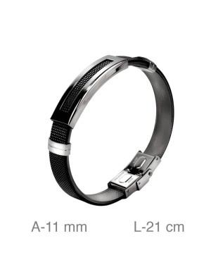 Pulsera de Acero y  Caucho Negro