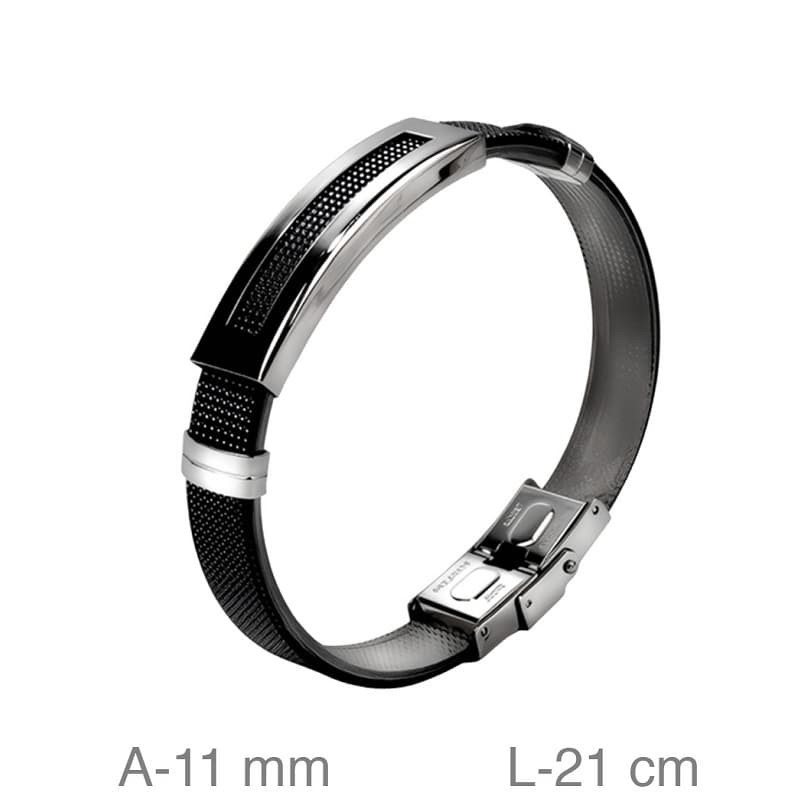 Pulsera de Acero y  Caucho Negro