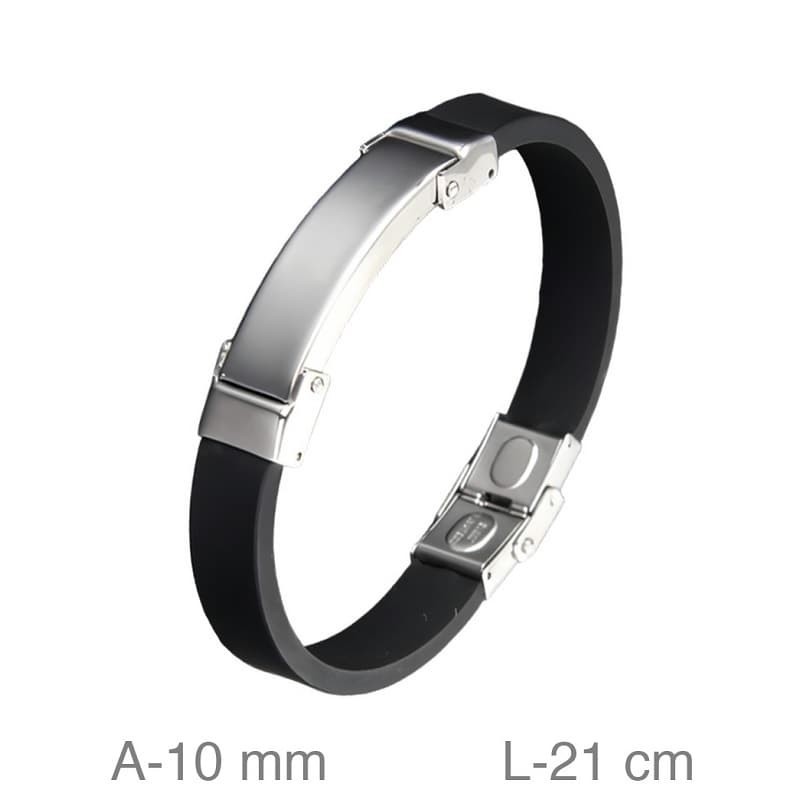 Pulsera de Acero y  Silicona Negra