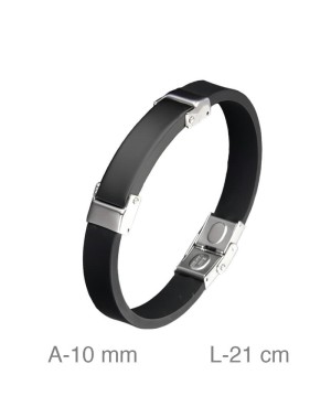 Pulsera de Acero Bicolor y Silicona Negra